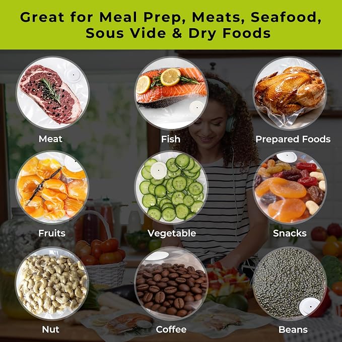 Handheld Vacuum Sealer for Food with 30 Reusable Vacuum Bags | 65kpa Compact Portable Pump, USB-C Rechargeable, One-Touch Auto Stop, Food Storage, Meal Prep, Freezer And Sous Vide