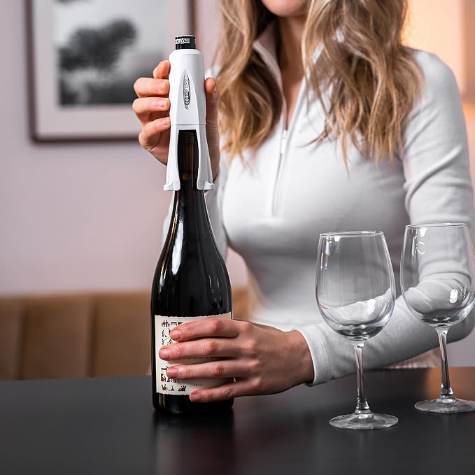 Cork Pops Legacy Wine Opener Built-in 4-Blade Foil Cutter Safe Cork Removal, Effortless Push Button Use, Needle Guard for Safety, Low-Pressure Cartridge Opens Up To 60 (White, With 3 Cartridges)