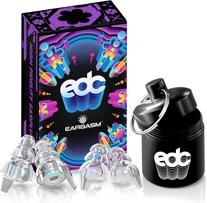 Eargasm High Fidelity EDC 2026 Music Festival Earplugs - Hearing Protection for Concerts, Festivals, Musicians, DJs, Night-Life, Motorcycles with High Fidelity Noise Reduction up to 21 dB