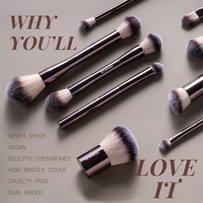 Makeup Brushes BS-MALL Professional Makeup Brush with Travel Case, Includes Foundation, Powder, Concealer, Lip & Eyeshadow Brushes for Daily Use & Versatile Occasions All-aluminum tube