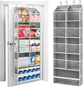 JARLINK Over the Door Organizer, Extra Large Storage for Bedroom, Grey | Anti-Tilt 100 lb Load Capacity, Hanging Door Organizer with 5 10 Mesh Pockets, Behind Door Storage for Bathroom, Nursery