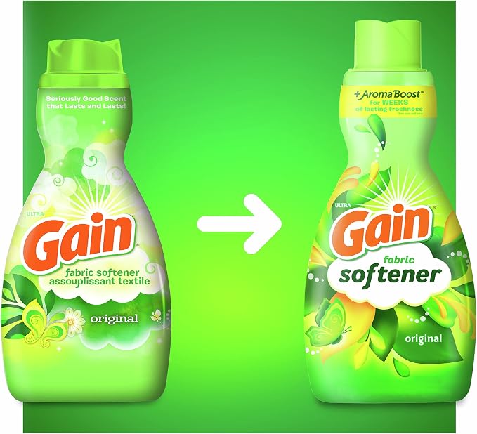 Gain Laundry Fabric Softener Liquid, Original Scent, 41 Fl Oz, 48 Loads, He Compatible, Pack Of 4, (Packaging May Vary)