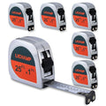 Lichamp 6 Pack Tape Measure 25 ft Magnetic, 1-Inch Wide Measuring Tape | Easy-read fractional markings, heavy-duty, retractable, for construction and DIY