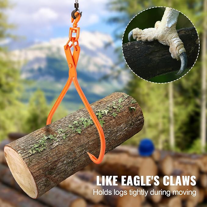 VEVOR Heavy Duty Rotating Steel Lumber Skidding Tongs, 32 inch 2 Claw Log Lifting Tongs, 1543 lbs/700 kg Loading Capacity