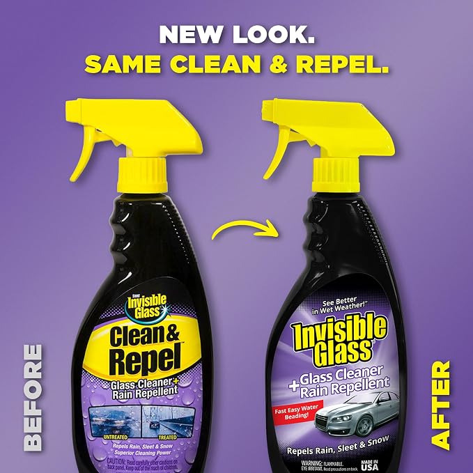 Invisible Glass 92184-6PK Glass Cleaner + Rain Repellent 2-in-1 Windshield and Window Spray, Cleans Auto Glass, Repels Rain, Sleet, Snow, Improves Wet Weather Visibility – 22 fl oz (Pack of 6)