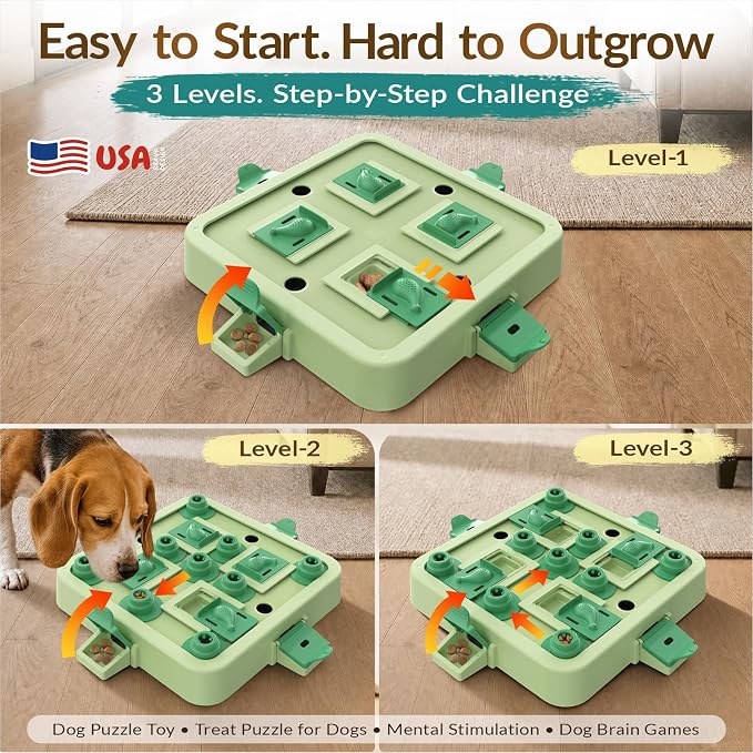 KADTC Dog Chess Puzzle Toy, Large Size, 3 Levels of Step-by-Step Challenge, Beginner to Advanced Slow Feeder & Mental Stimulation for Smart Dogs Enrichment Toys