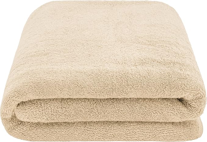 Cotton Paradise 100% Cotton Turkish Towel, Soft Absorbent Quick Dry, 40x80 Oversized Bath Sheet Towel, Beige