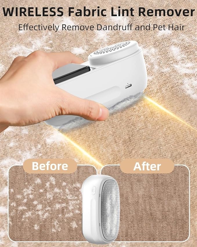 Fabric Shaver Lint Remover and Lint Brush Rechargeable, 2600mAh Portable Sweater Defuzzer Lint Shaver, 2-Speed Adjustment, Removes Lint, Pill, & Fuzz (Color : White)