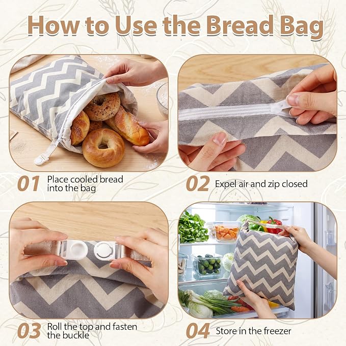 Tigeen 8 Pack Beeswax Bread Bags for Sourdough & Homemade Bread 17 x 13'' XL Reusable Organic Linen Beeswax Wraps with Sealing for Fresh Food Storage Loaf Fresh Freezer Baker Gift (Flower Style)