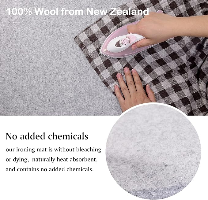 Rdutuok Wool Pressing Mat, 54in x 15in, 100% New Zealand Wool Ironing Mat | Extra Large 1/2" Thick Ironing Pad with Carrying Case for Quilting, Sewing, Embroidery and Large Quilt Projects