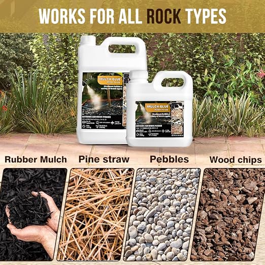 Mulch Glue for Landscaping,Rock Glue,Non-Toxic Mulch Anchor Binder,Long-Lasting Landscape Binder for Landscaping Pea Gravel,Wood Chips& More,for Paths,Patios&Garden Borders (1 Gallon)