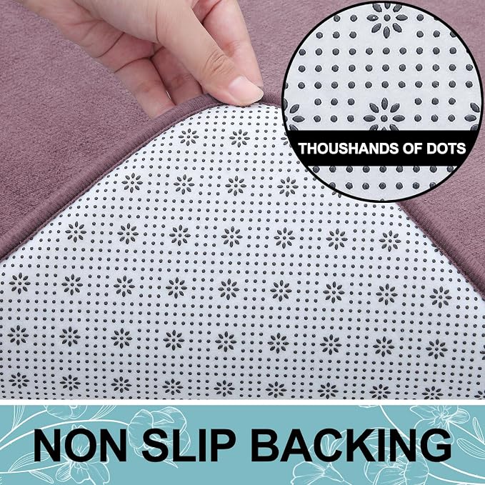 Smiry Memory Foam Bath Mat 36x24, Extra Soft and Absorbent Bathroom Mats, Non Slip Washable Carpet for Floor, Shower and Tub, Deep Plum
