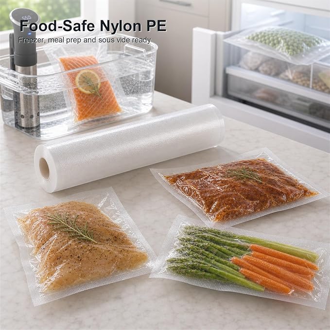 MAGIC SEAL Vacuum Sealer Bag Roll for Food, 12 in x 50 ft, 1 Roll | BPA-Free Nylon-PE, 4 mil Textured Side, Cut to Size for Freezer Storage, Sous Vide and Meal Prep