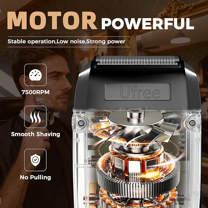 Ufree Foil Shaver and Beard Hair Trimmer Set, Men Electric Razor，Mens Gifts | T-Blade Line with 1-10mm Comb, Zero-Gap, Type-C, LED Display, Versatile for Mustache, Stubble, Nose and Crisp Edges