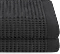 GILDEN TREE Waffle Towels for Bathroom Luxury 100% Cotton Bath Towels, Quick Dry Towel, Thin Super Absorbent Lint Free Shower Towels, Bath Towels Set of 2, Modern Style (Faded Black)
