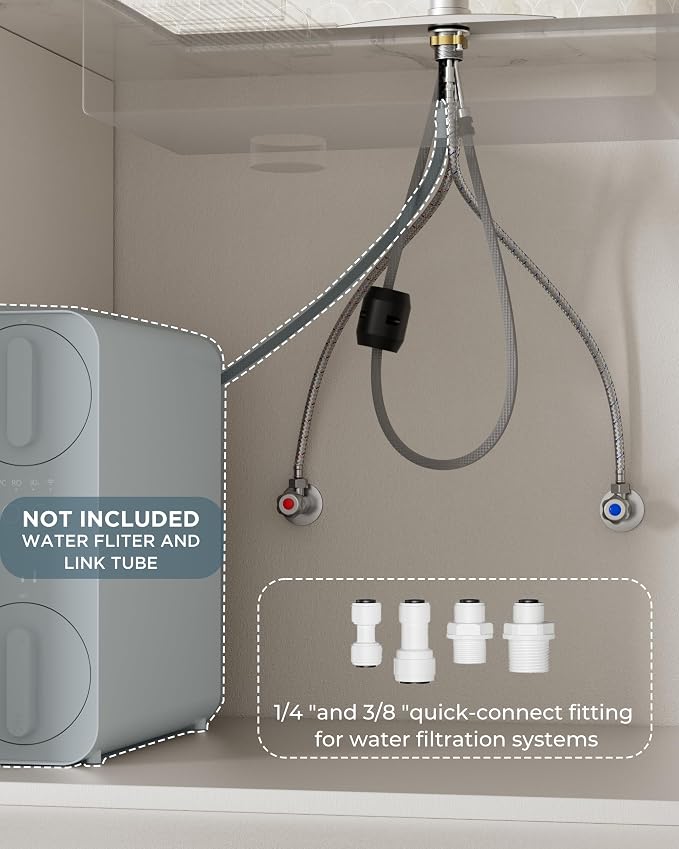 FORIOUS Kitchen Faucets with Water Filter, 2 in 1 Stainless Steel Pull Down Sink Faucet and Purified Water Faucet Rustic High Arc Single Handle with Detachable Deck for 1 or 3 Hole, Brushed Nickel