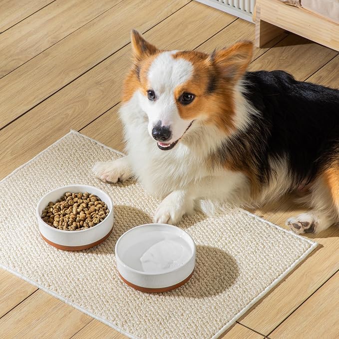MALACASA Dog Bowls, Ceramic Dog Food and Water Bowls for Small Size Dogs, 1.5 Cups Capacity Pet Bowl for Puppy & Cats (S-1.5 Cups)