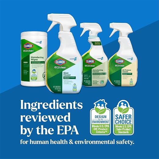 CloroxPro Clorox EcoClean Glass Cleaner Spray Bottle, 32 Fluid Ounces, Pack of 9 (Package May Vary)