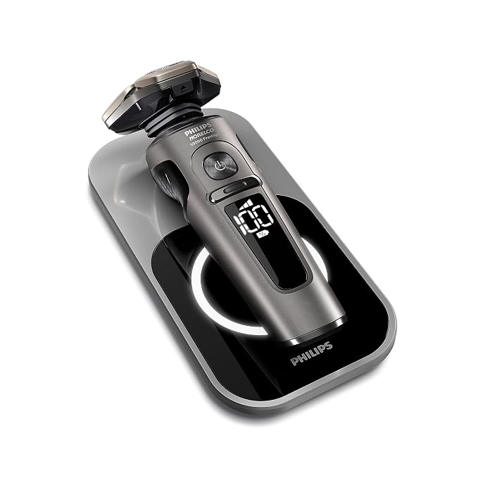 Philips Norelco S9000 Prestige Electric Shaver with Qi-Charger, Precision Trimmer and Premium Case, SP9872/86