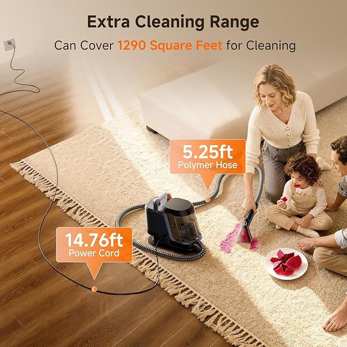 Uwant Carpet Cleaner Machine 18Kpa Portable Carpet Cleaner for Cars Couch, 2in1 Water Tank Upholstery Cleaner, Spot Cleaner with Cleaning Tools, 2.4 Liter Set of 1