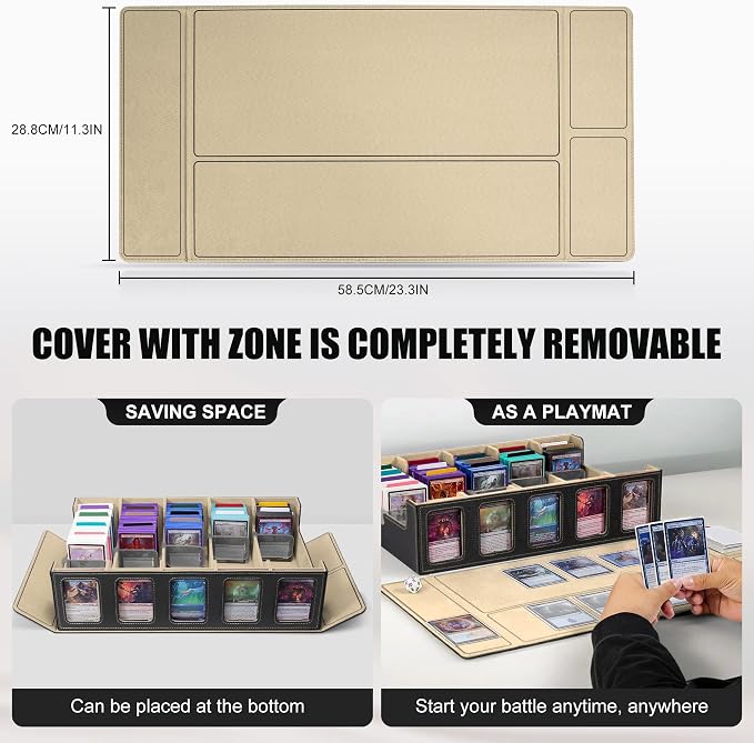 Kabinka Trading Card Storage Box with Commander Display, 5-Row 3900+ MTG Storage Box, Card Deck Box for MTG TCG Sports Card, 5 Top Loaders, 5 Stoppers, 48 Dividers,1 Dice Tray (Black Gold)