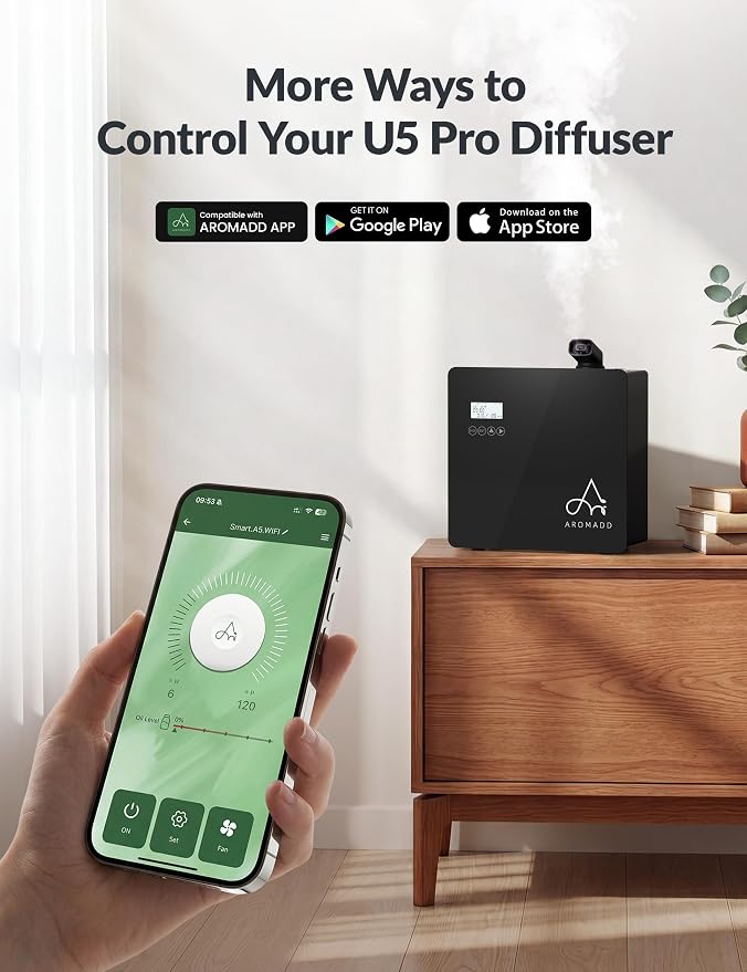 2026 Upgraded 3500 Sq.Ft HVAC Scent Diffuser for Home, Smart Whole House Scent System with App & Remote Control, Hotel Collection Waterless Diffuser for Large Room, Cold Air Tech, 600mL, Black