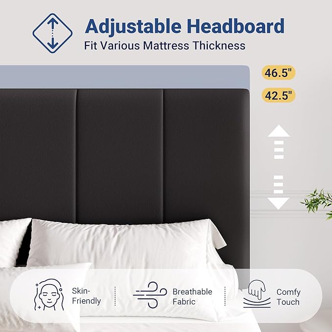 Allewie King Size Velvet Lift Up Hydrualic Storage Bed Frame, Black | Vertical Channel Tufted Headboard, Hydrualic Underneath Storage, Upholstered Platform Bed, No Box Spring Needed