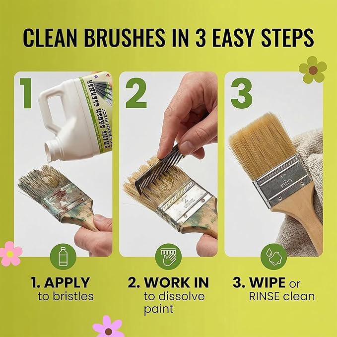 Green Piece® Paint Brush Cleaner & Restorer – 100% Natural, Non-Toxic Formula – Made in USA – Cleans Wet or Dry Paint – Safe for Hands – Works on Acrylic, Latex, Oil & Shellac – 18 Oz