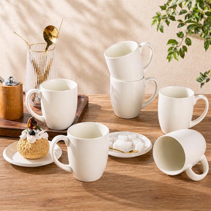 AmorArc 12 OZ Coffee Mugs, Matte Coffee Cups with Large Handle for Man, Woman, Ceramic Coffee Mugs Set of 12 for Latte/Cappuccino/Cocoa/Milk, Dishwasher & Microwave Safe