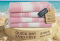 LANE LINEN Turkish Beach Towel 4 Pcs, Beach Towels, for Adults - Candy Pink | Pre-Washed Pool Towel - Quick Dry & Sand Free - 39"x71", Vacation Essential - Machine Washable, Travel & Camping, Gym & Yoga