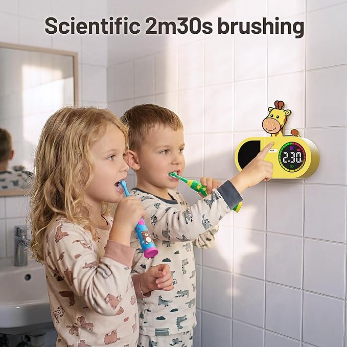 Toothbrush Holder & Toothbrush Cleaner, Kids Toothbrush Sanitizer Holder - 2 Toothbrush Capacity, Rechargeable Wall Mount Toothbrush Holder for Bathrooms