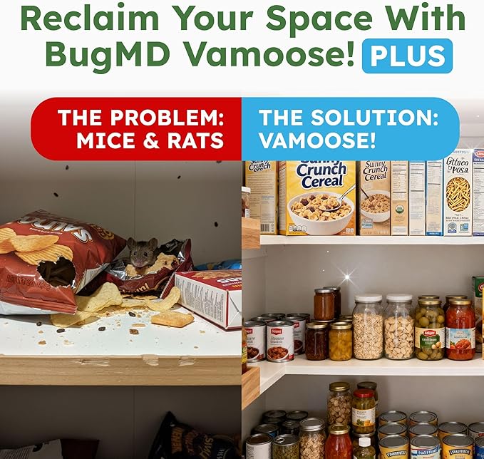 BugMD Vamoose! Plus Peppermint Oil Mouse Repellent Pouches | Natural Mice Repellent Indoor & Rat Deterrent for House, Garage, RV, Car & Storage | Plant-Powered Rodent Control - 4 Pack - 16 Pouches