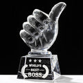 Movdyka World's Best Boss Gifts for Women Men - Crystal Keepsakes Thumbs Up Shape Plaque Great Bosses Day Gift for Office Going Away, Thank You, Farewell & Retirement, Decor