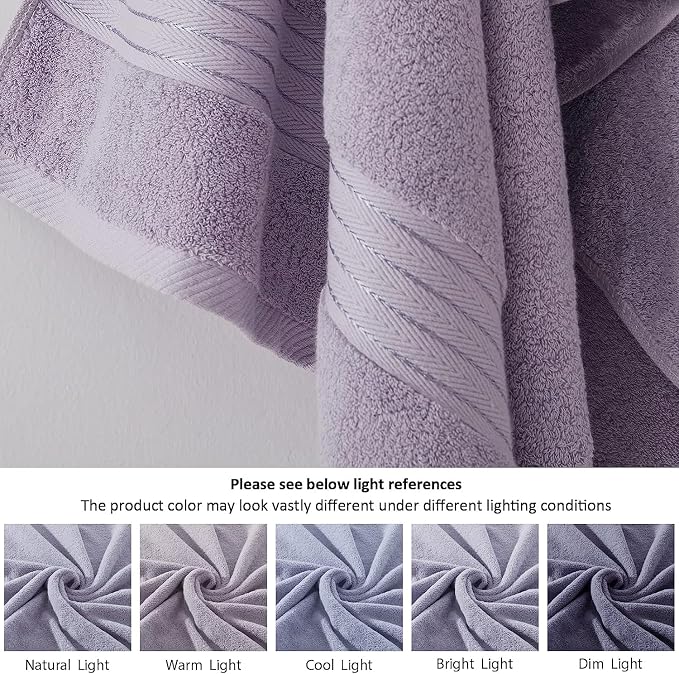 COZYART Luxury Bath Towels 2 PCS, Lavender 100% Turkish Cotton 650 GSM | OEKO-Tex 100 Certified Zero Twist Ring Spun, Soft Absorbent Quick Dry, Plush Fluffy, Breathable Hotel Quality for Daily Use