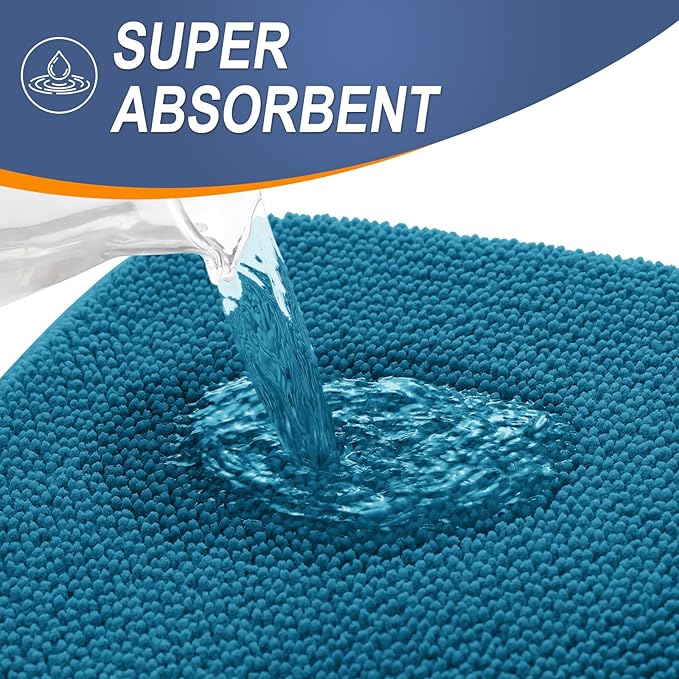 OLANLY Memory Foam Bathroom Runner Rugs 59x20, Long Bath Mats, Peacock Blue | Soft Quick Dry Bath Mats, Non-Slip, Absorbent Machine Washable Mat for Bathroom Floor, Tub and Shower, Home Decor Accessories