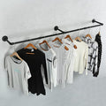 Industrial Pipe Clothes Rack, Heavy Duty 60inch Iron Garment Rack Wall Mounted, Metal Rustic Saving Space Clothes Bar Multi-Purpose Hanging Rod for Bedroom,Closet,Laundry Room and Plants hanging