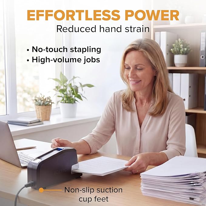 Bostitch Impulse Electric Stapler for Office, Classroom & Home, 30 Sheet Capacity, Fast No-Jam Automatic Stapling, Refill Alert & FastLoad System, Durable Design, Black, 1 Pack