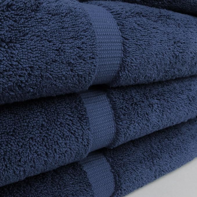 Chakir Turkish Linens 4 Piece Extra Large Bath Towels, 100% Cotton Luxury Turkish Towels for Bathroom, Soft Absorbent Bath Towels, 30 x 60 Inches, Navy