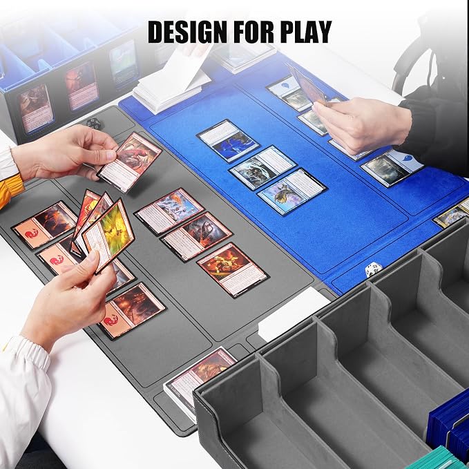 Kabinka Trading Card Storage Box with Commander Display, 5-Row Deck Case with Removable Lid; 3900+ Card Organizer for MTG TCG PTCG Sports Card, Top Loaders Storage Box (Black)