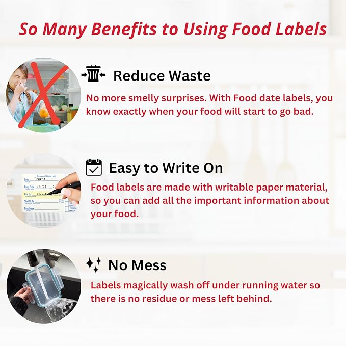 2x3 Dissolvable Food Labels, 500 Label Stickers, Bottle Labels for Storage Bins, Sticker Labels for Food containers, (500, Blue)