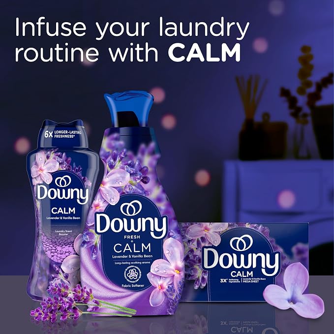 Downy Infusions CALM Liquid Fabric Softener, Soothing Lavender And Vanilla Bean, 56 Fl Oz, Fabric Conditioner For Softness And Scent, Pack of 2
