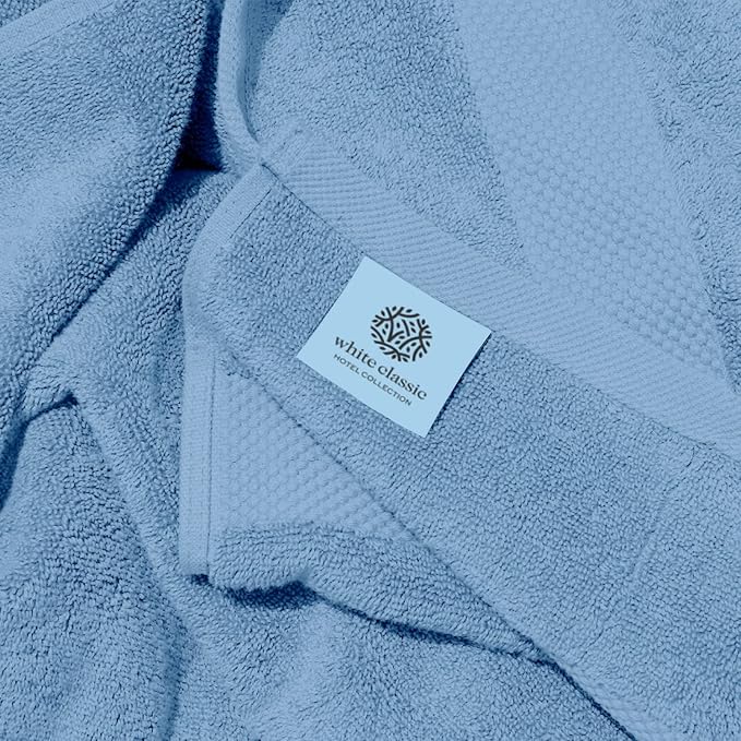 White Classic Luxury Soft Bath Sheet Towels - 650 GSM Cotton Luxury Bath Towels Extra Large 35x70 | Highly Absorbent and Quick Dry | Hotel Quality Extra Large Bath Towels Oversized, Light Blue, 2 Pack