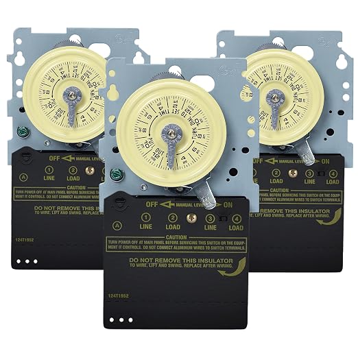 Intermatic T104M 24-Hour Mechanical Timer (Mechanism Only) - 208–277V DPST, Heavy-Duty Programmable Time Switch - 40A Load Control for HVAC, Pumps, Lighting, and Industrial Equipment (Pack of 3)
