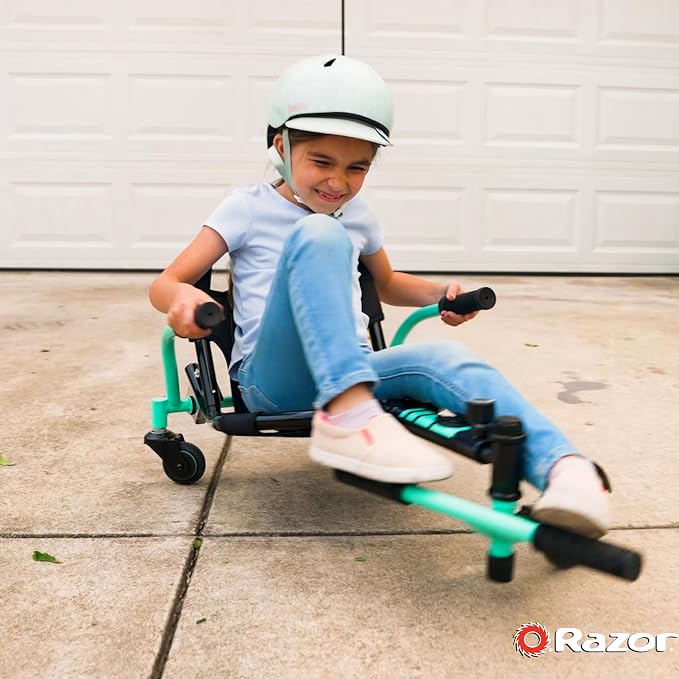 Razor Crazy Cart Shuffle – Kid-Powered Drifting Go-Kart for Ages 4+, Crazy Cart Drift Bar Technology, Adjustable Frame with 5 Length Settings