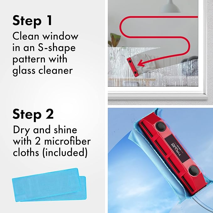 Tyroler Outside Magnetic Window Cleaner Tool, Glider S-1 Fits Only Very Thin - 0.1"- 0.3" Windows, Double Sided Windows Cleaner Machine Tool | Magnet Window Cleaner Tools
