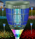 All in 1 Solar Bug Zapper Outdoor, Flame & Projection Mode, Auto/Manual Modes, 4200V Electric Mosquito Killer with High Powered, IPX5 Waterproof Rechargeable Fly Insect Trap for Patio Garden Yard RV