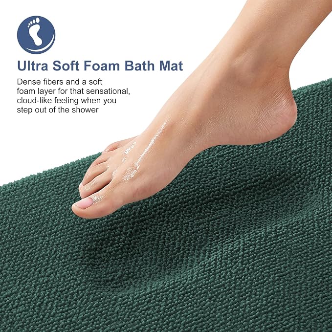 OLANLY Memory Foam Bathroom Runner Rugs 47x17, Long Mats, Blackish Green | Soft Quick Dry Bath Mats, Non-Slip, Absorbent Machine Washable Mat for Bathroom Floor, Tub and Shower, Home Decor Accessories