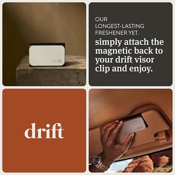 Drift Car Air Freshener - Stone Air Freshener Car Odor Eliminator - Long Lasting Scent - Auto Accessories - Metal Clip - Clean Ingredients - Variety 6 Pack Starter Kit - CLIP INCLUDED