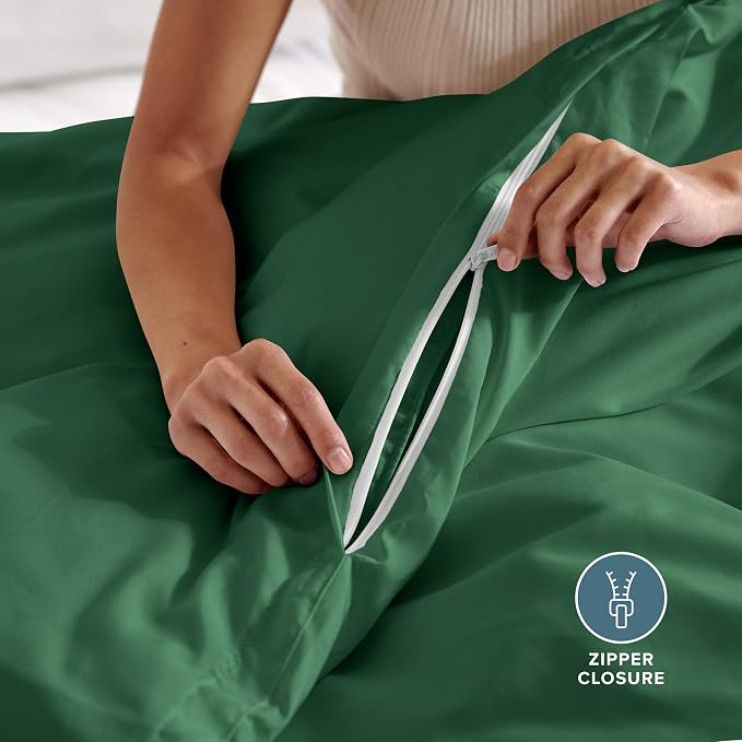 Bare Home Bedding Duvet Cover Full Size - Premium 1800 Super Soft Collection - Lightweight, Cooling - Soft Breathable Bedding Duvet Cover (Full, Forest Green)