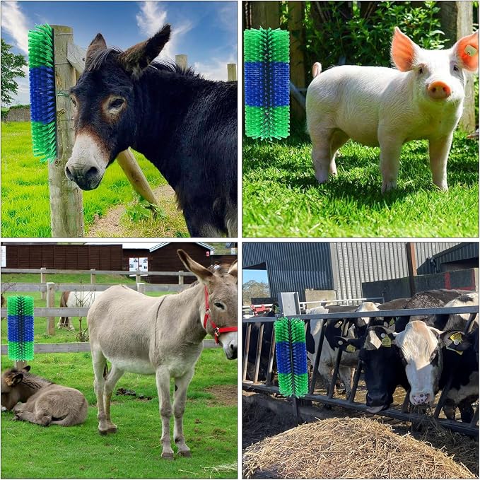6pcs Livestock Scratching Brush Goat Scratcher Brush Full Massage Grooming Tool with 24 Screws for Cow,Cattle,Cow,Sheep, Horses,Pigs